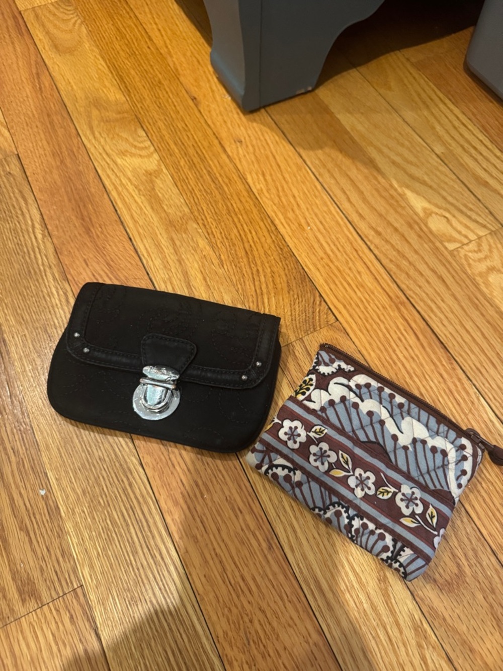 Vera Bradley Black Quilted Crossbody with Floral Lining